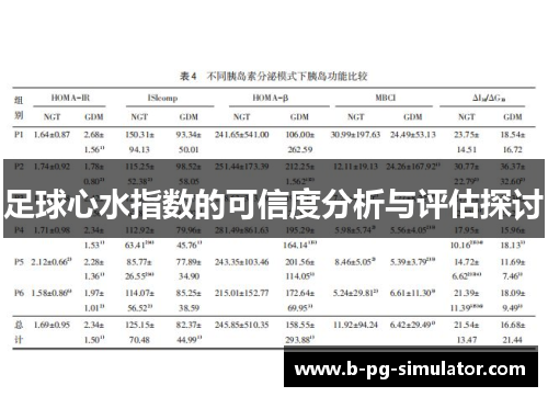 足球心水指数的可信度分析与评估探讨 足球心水指数的可信度分析与评估探讨